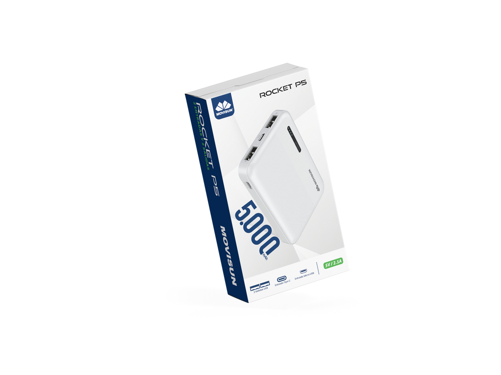 Movisun Rocket P5 – Powerbank Compacto 5.000mAh de Carga Rápida